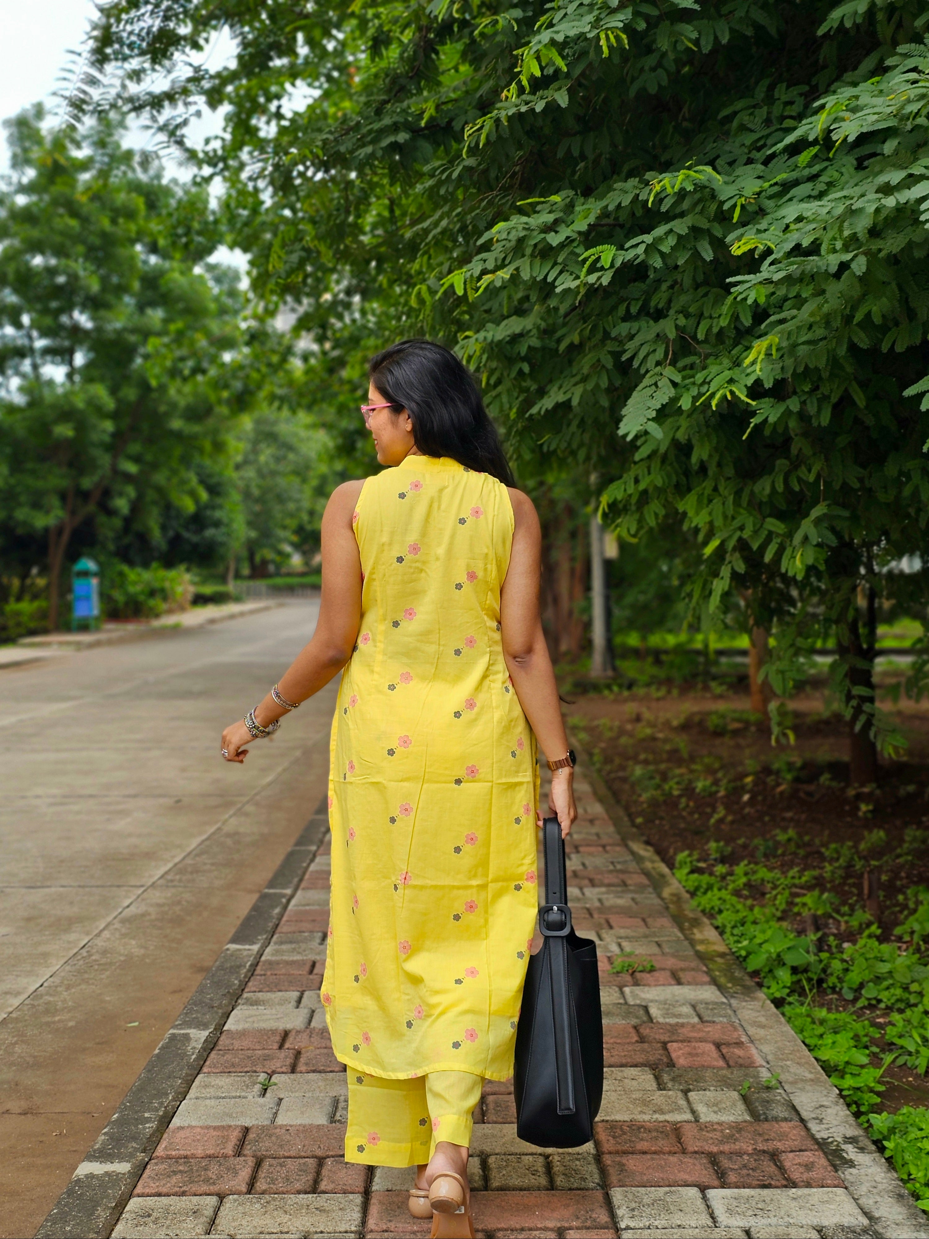 Wild Bloom Yellow Kurta Pant Set
