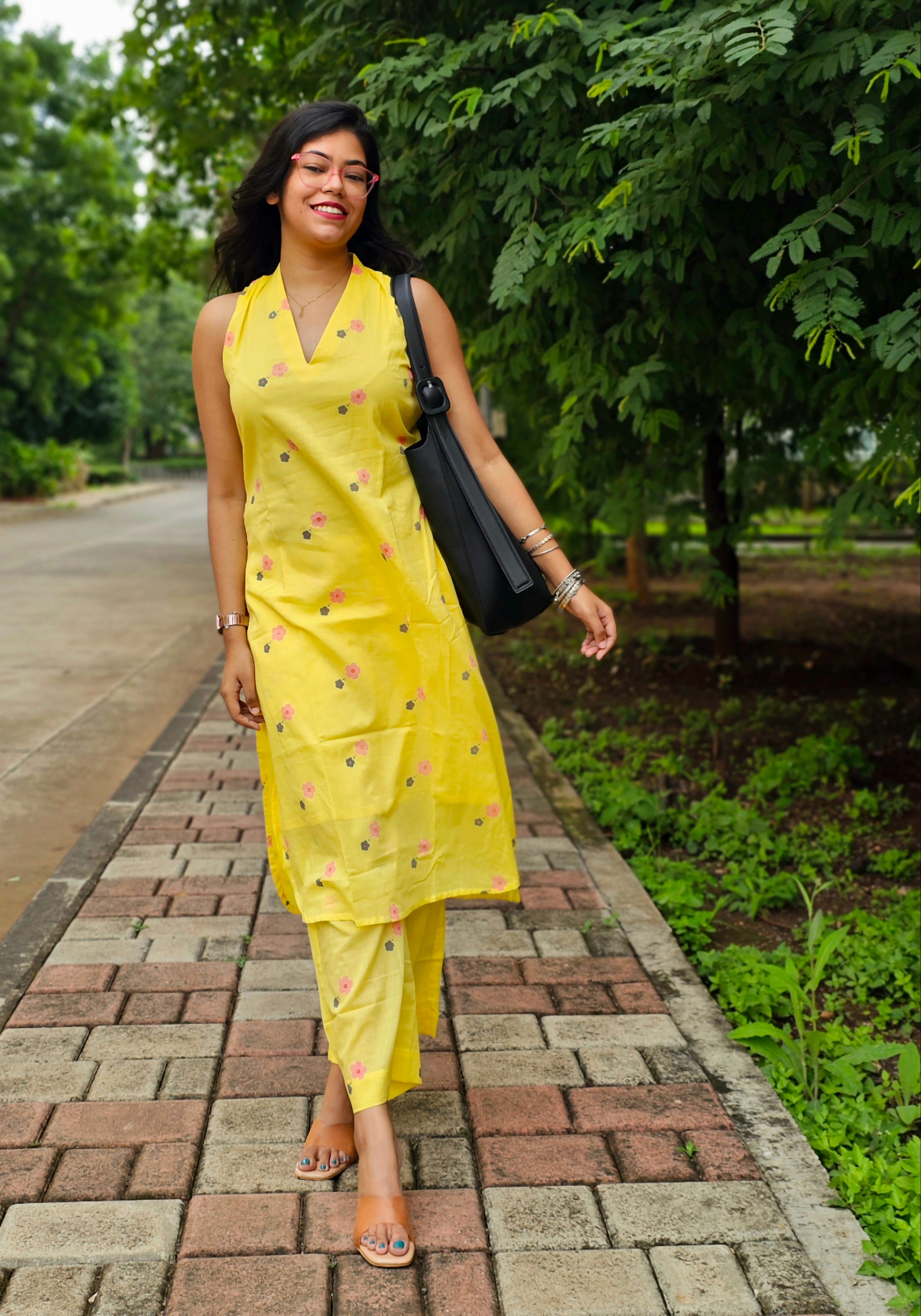 Wild Bloom Yellow Kurta Pant Set
