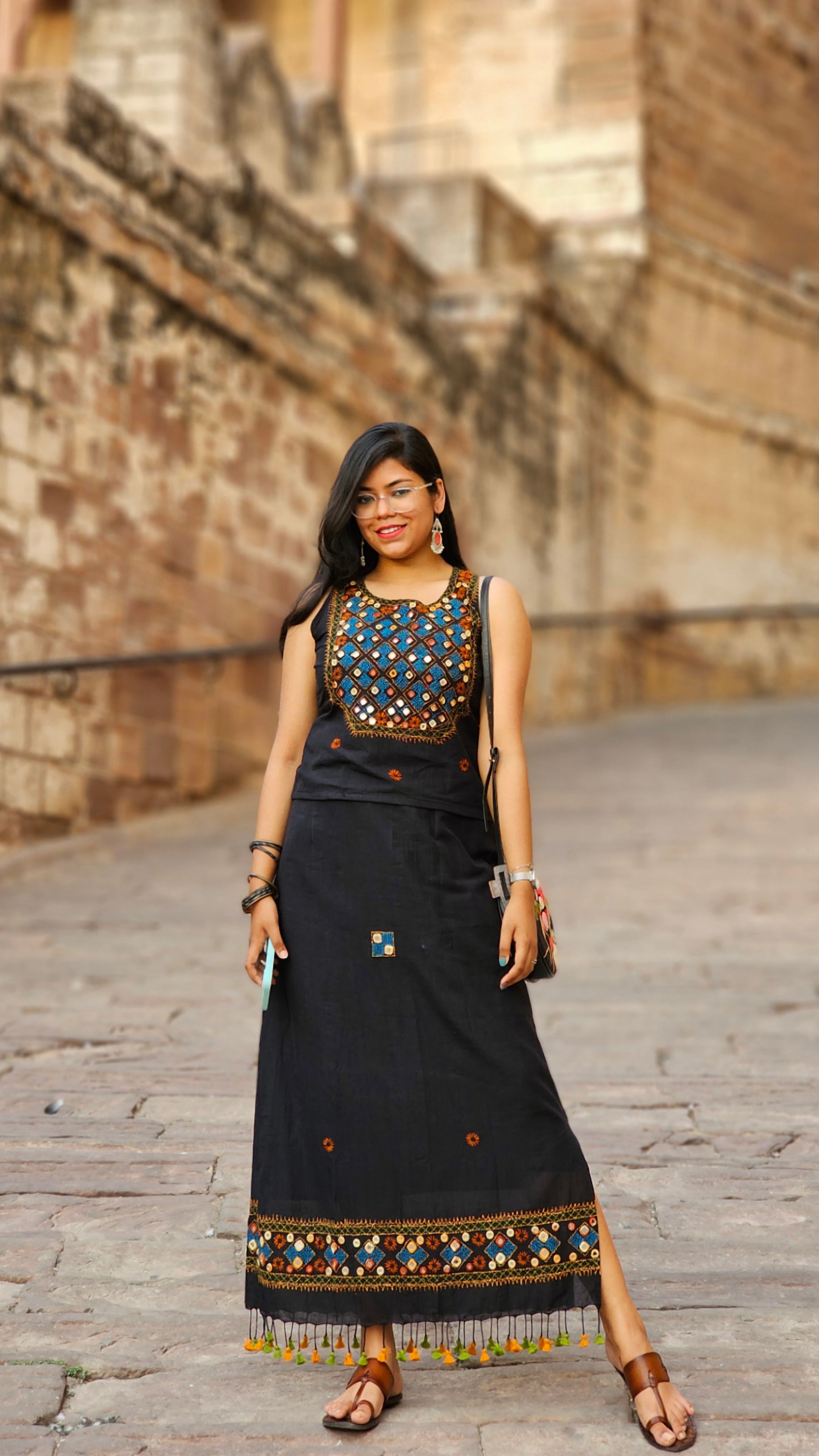 Handloom Kantha Skirt Coord Set