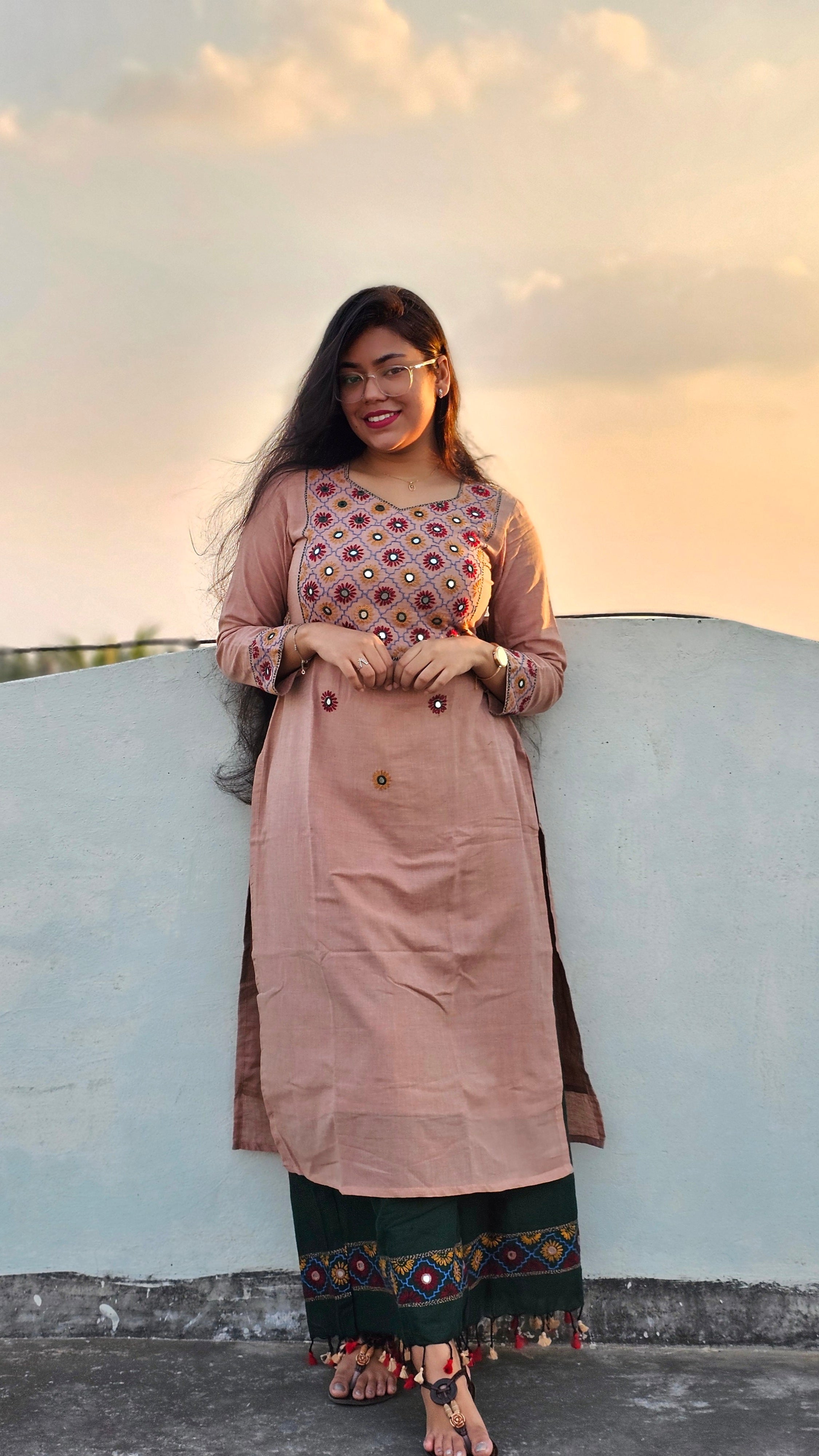 Handloom Kantha Kurta Pant Set