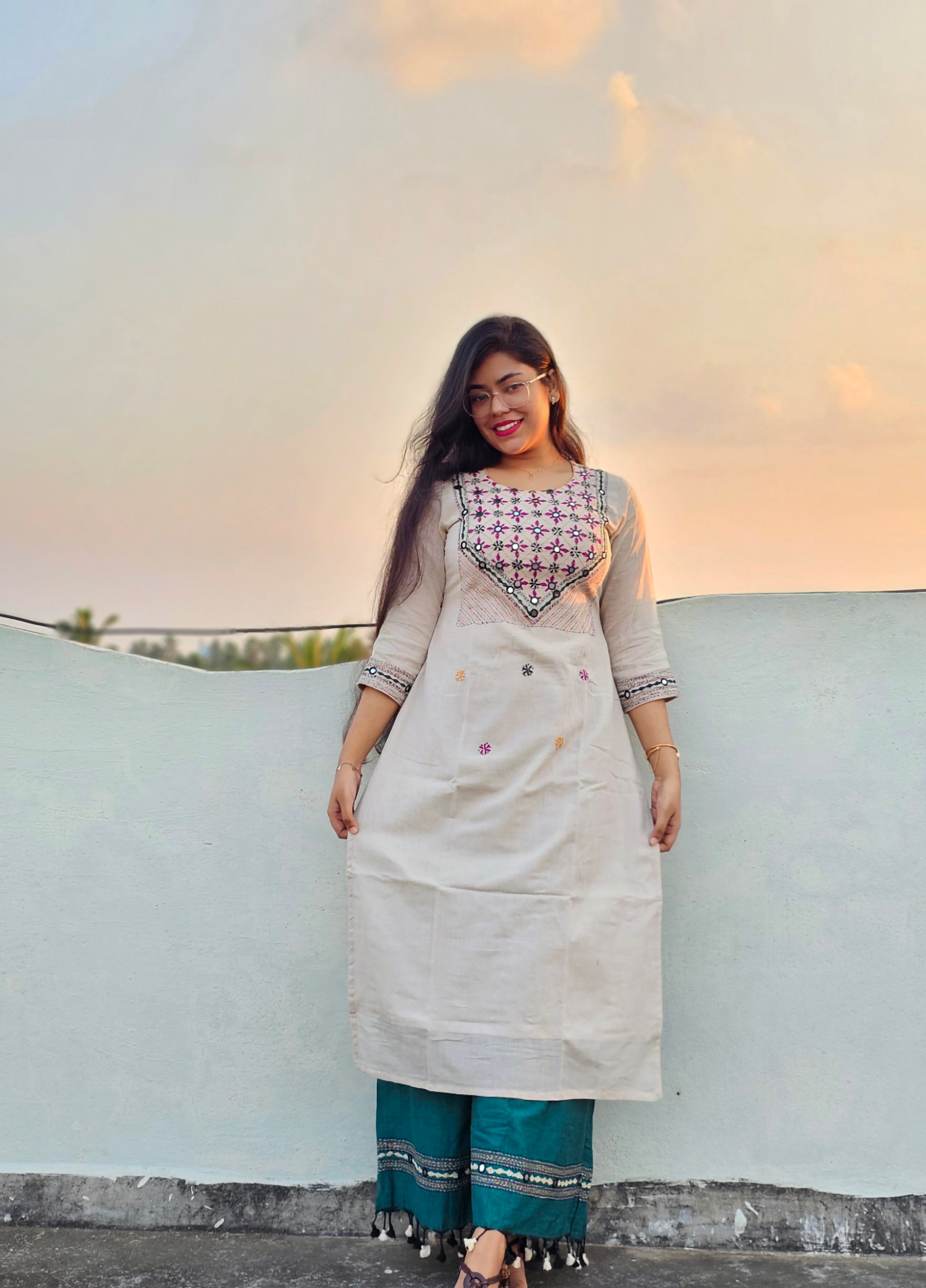Handloom Kantha Kurta Pant Set