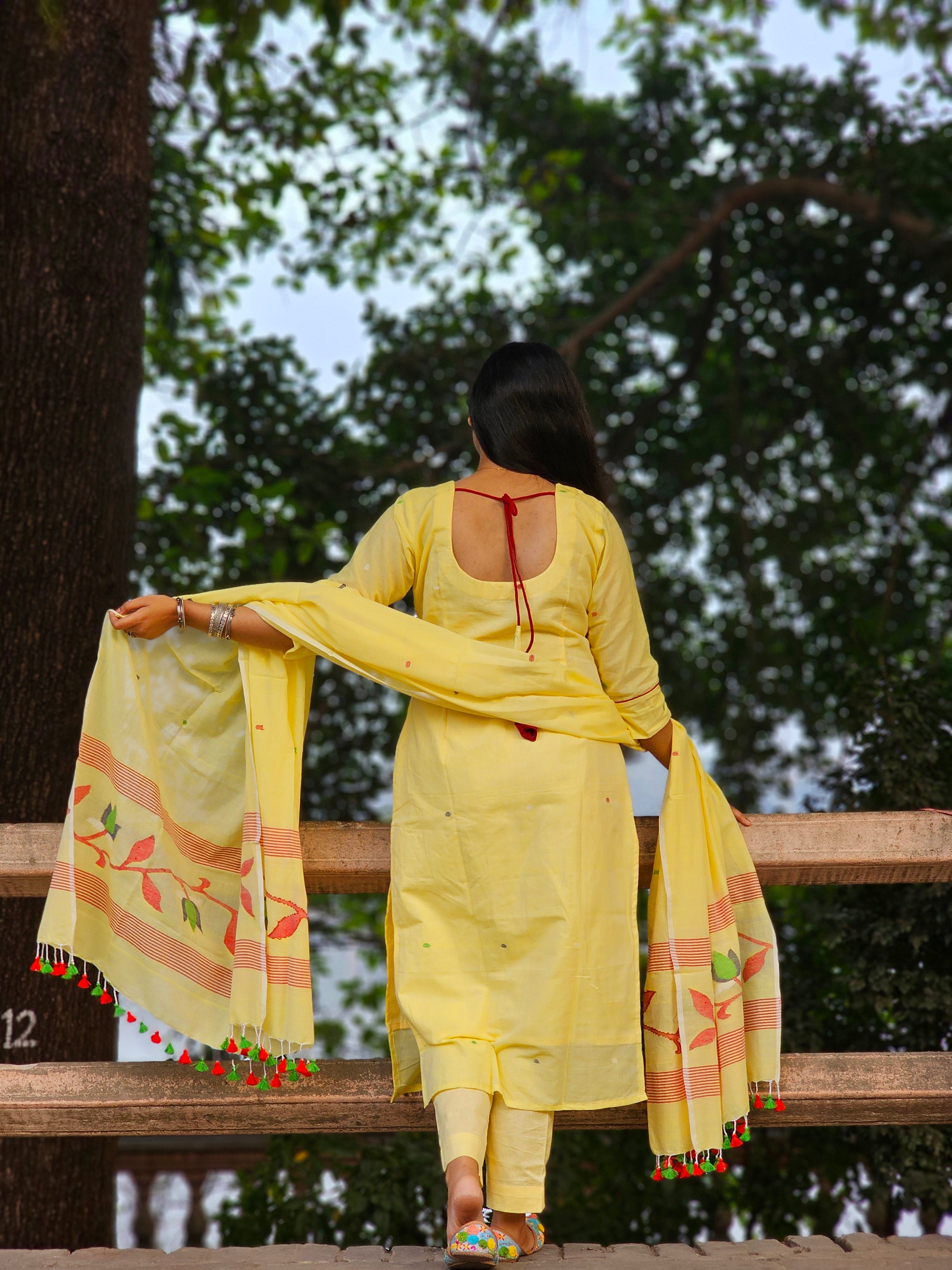 Handloom "KOMAL" Jamdani Suit Set