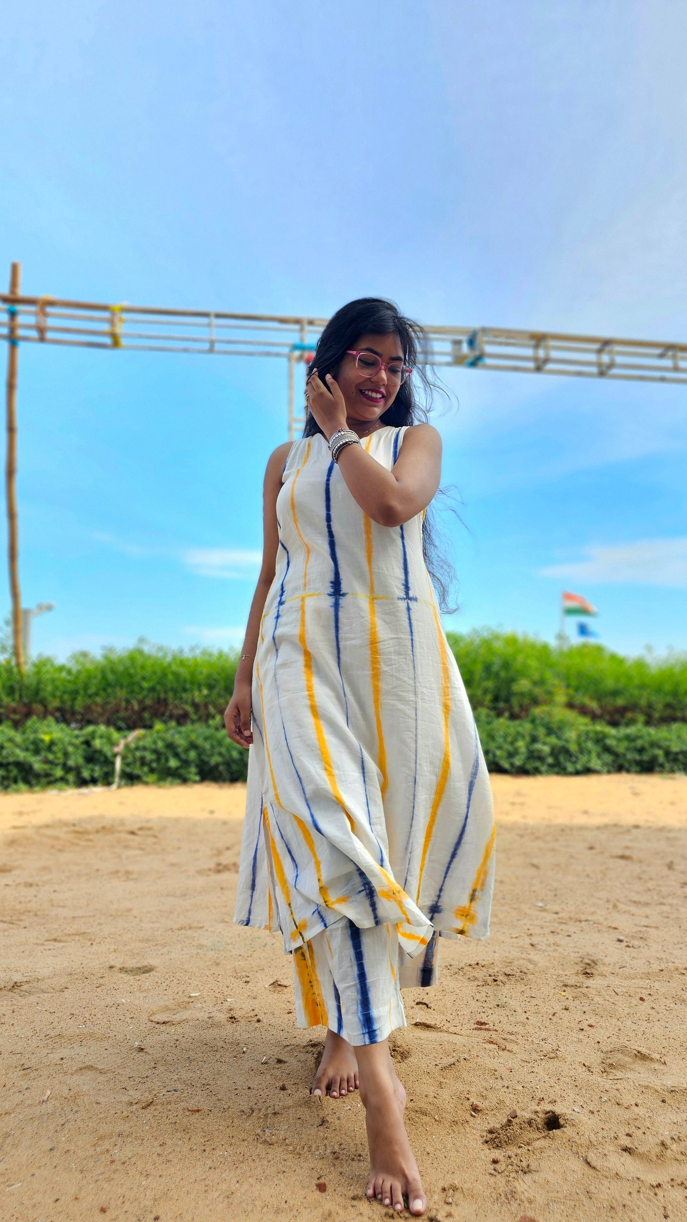 Inara White Dye-Verse Kurta Pant Set