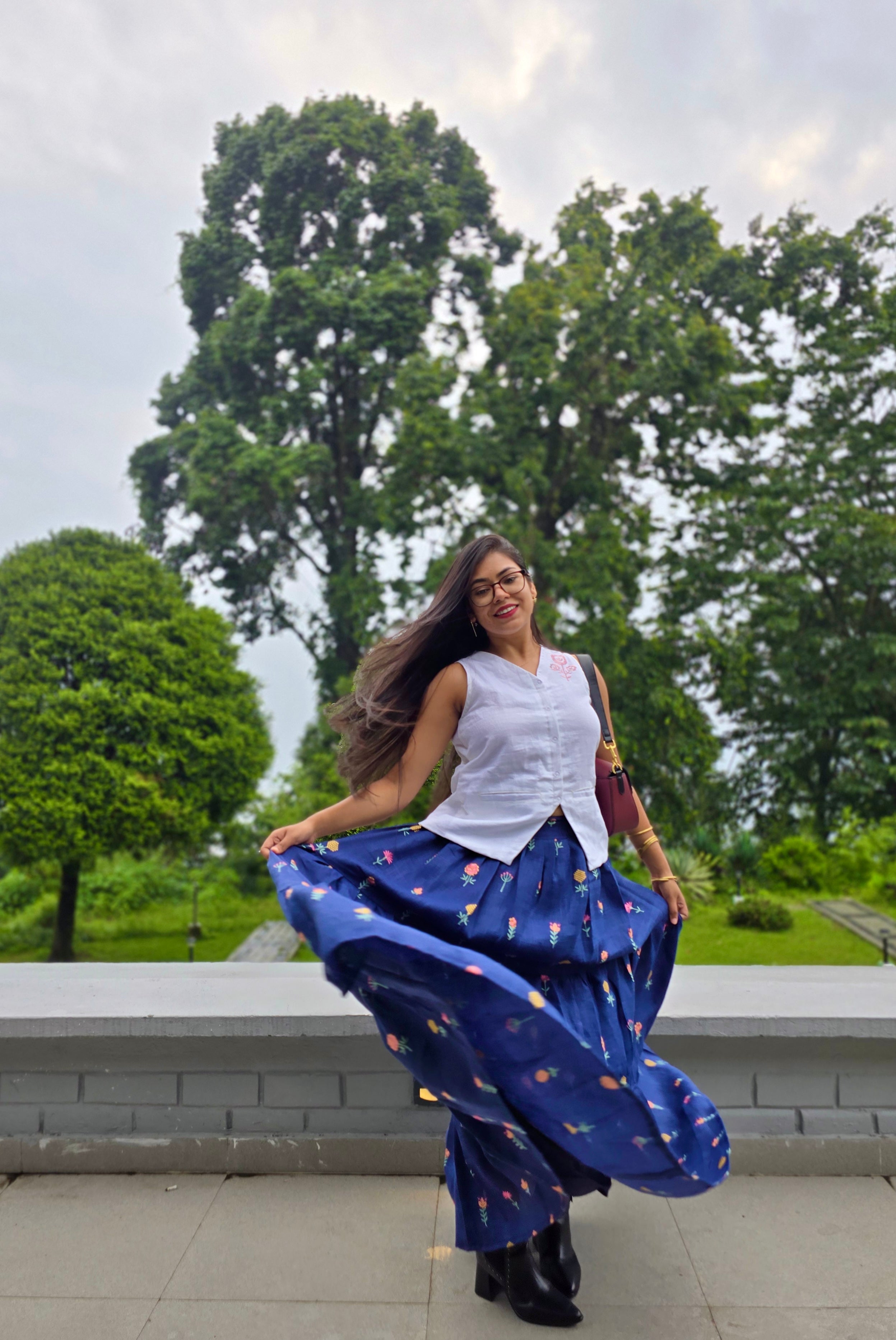 Neel Skirt (Linen Embroidered Skirt)