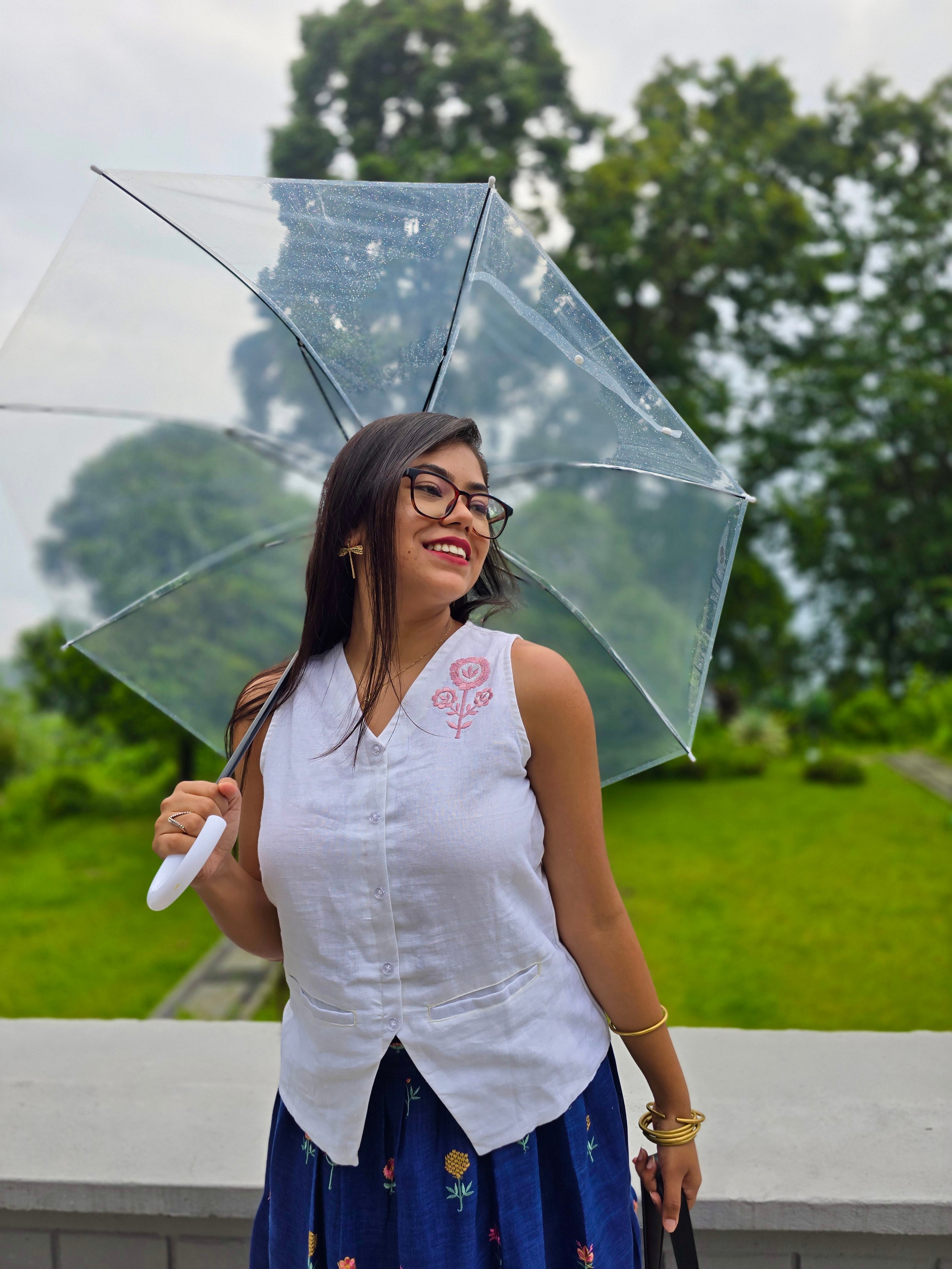 Ivory Vest ( White linen embroidered top)