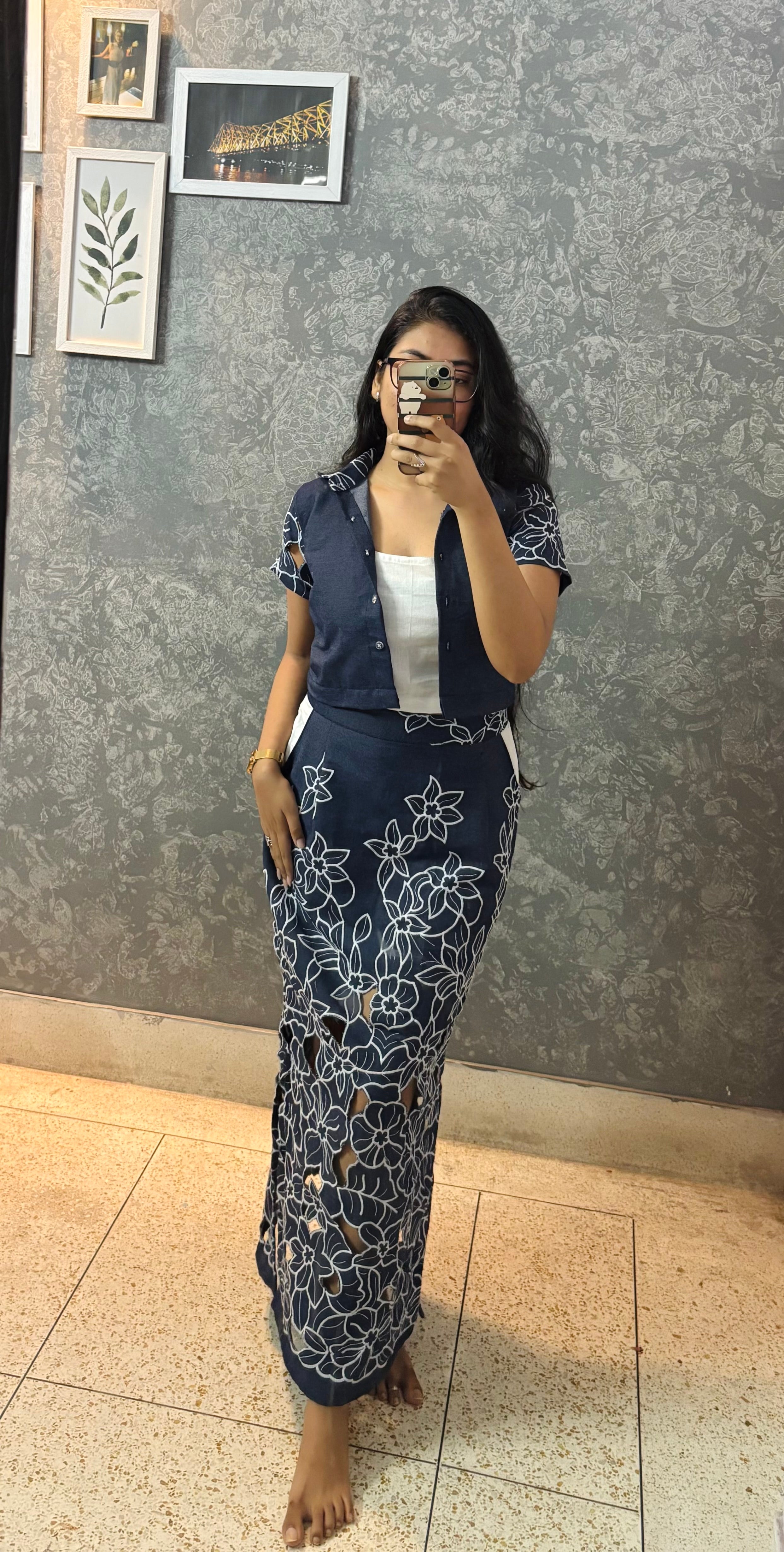 DENIM IN BLOOM ( SKIRT CO-ORD SET)