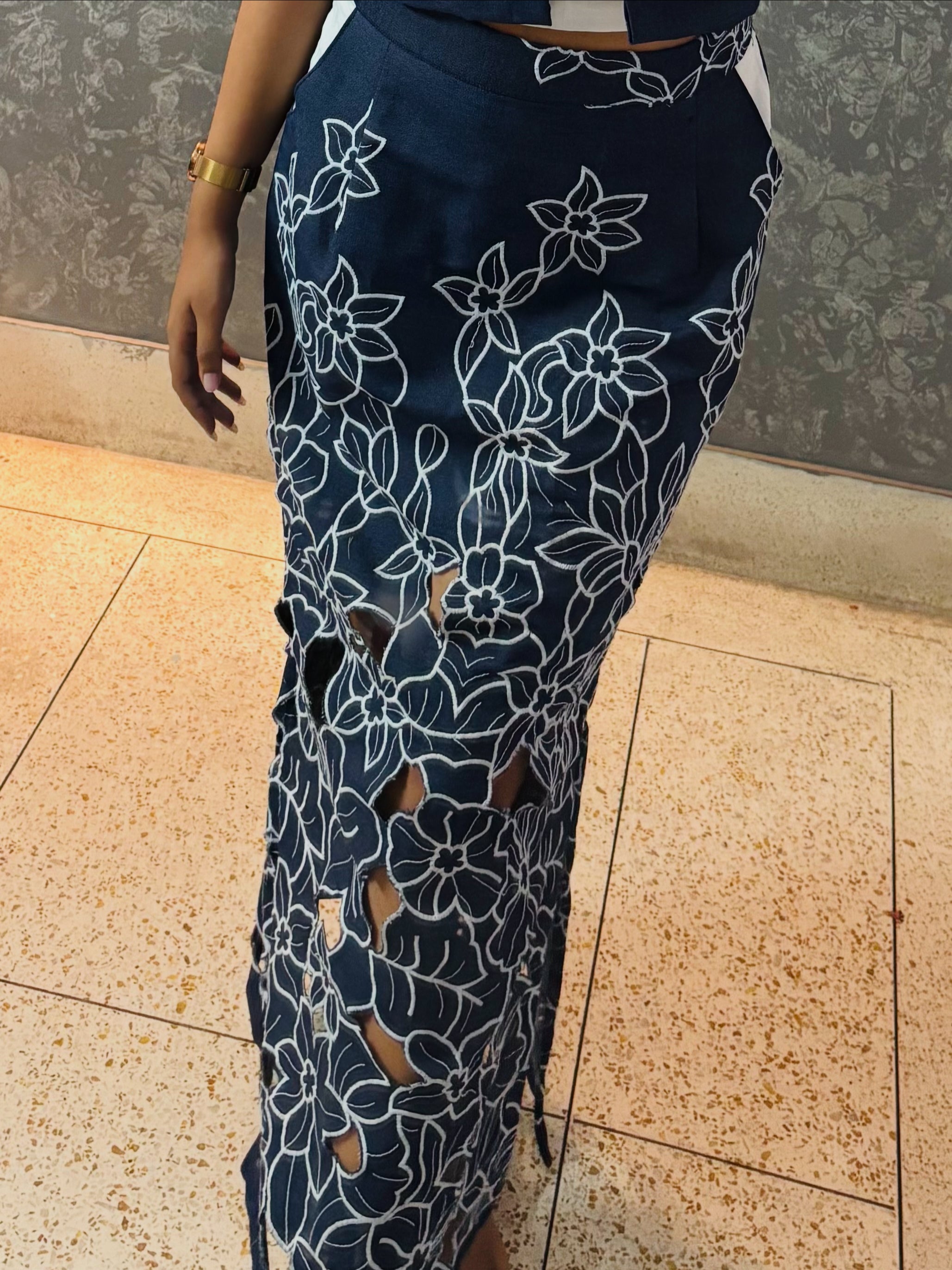 DENIM IN BLOOM ( SKIRT CO-ORD SET)