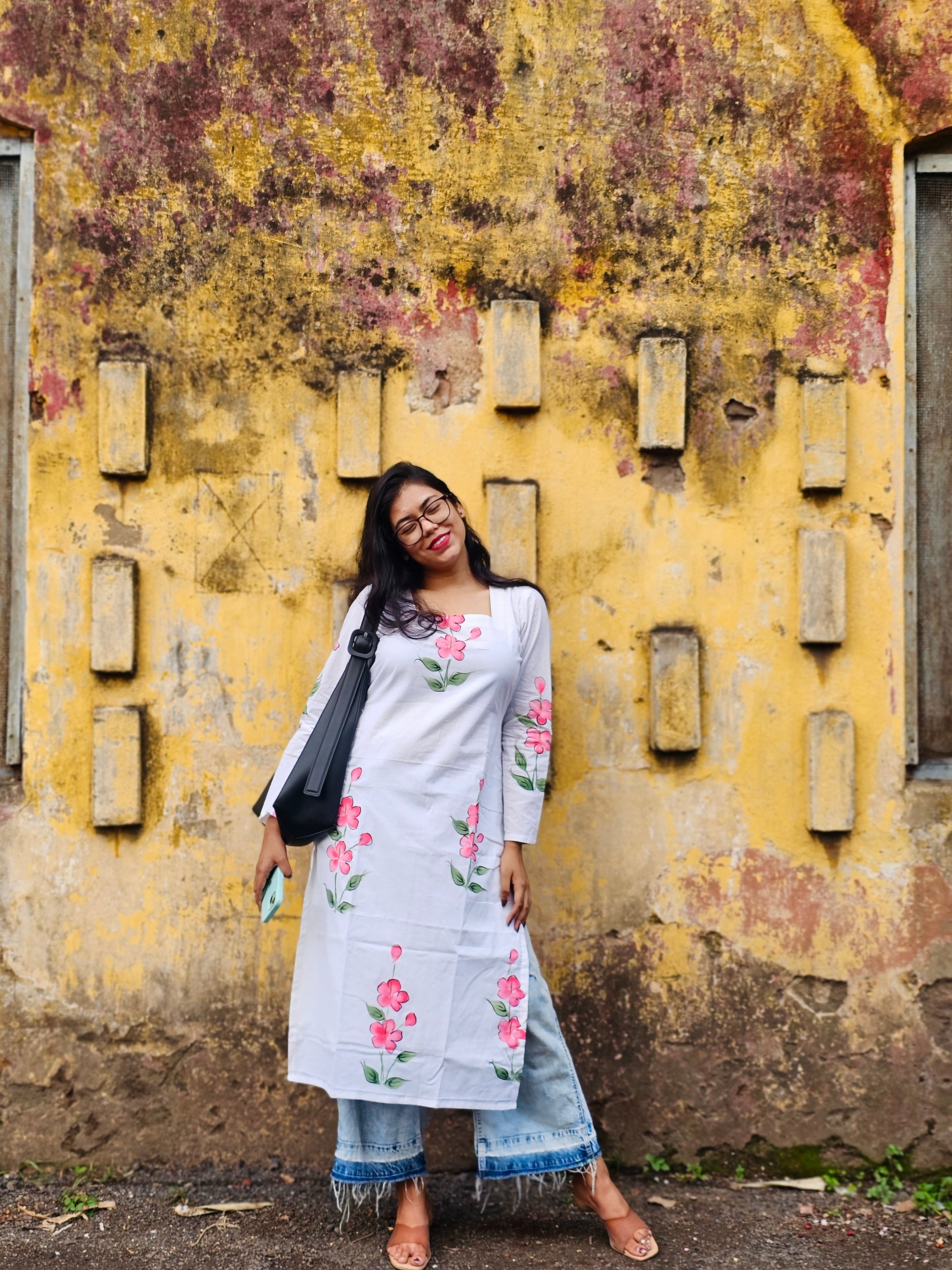 Summer bloom handpainted cotton kurta