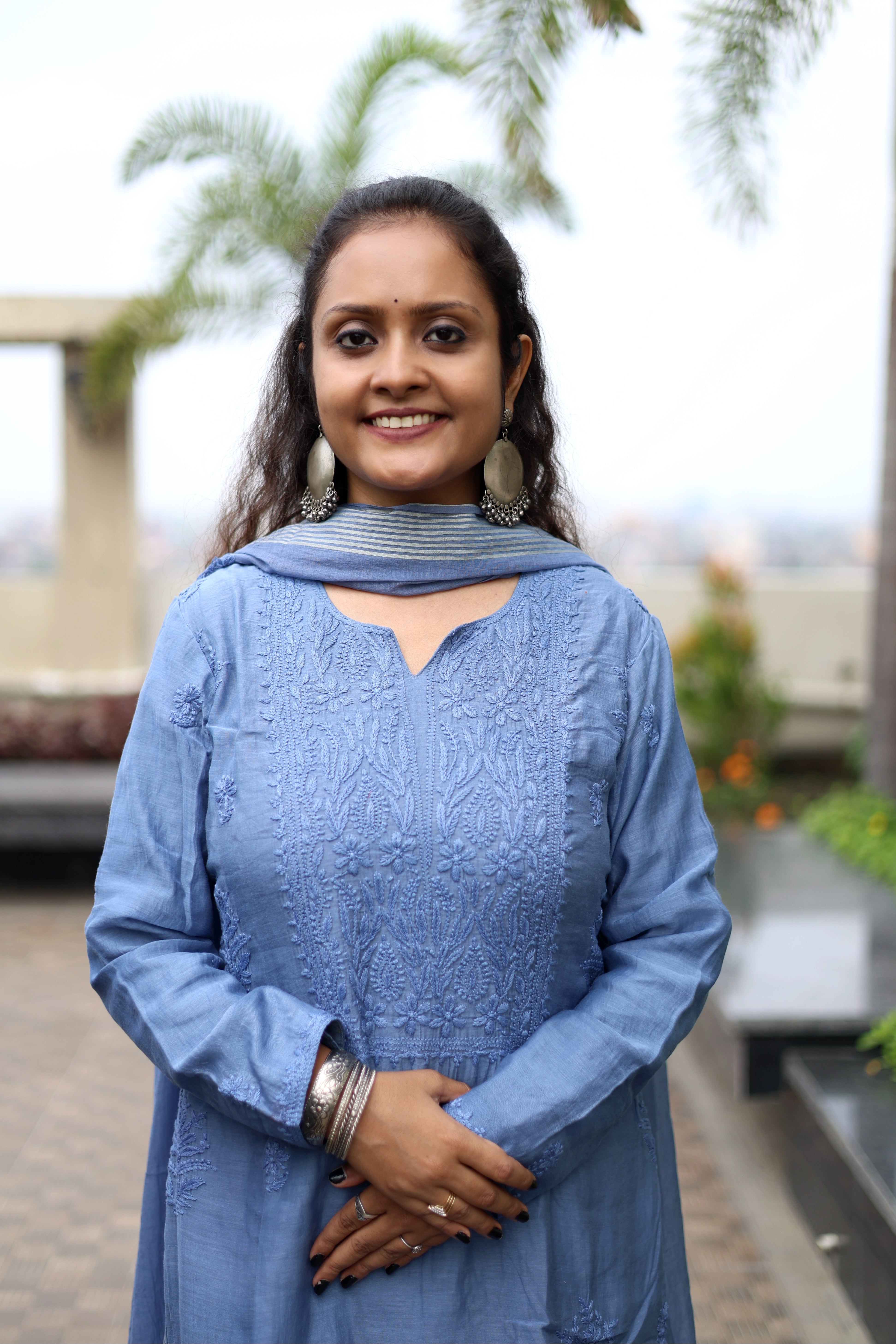 Mul-Chanderi Chikankari Suit Set