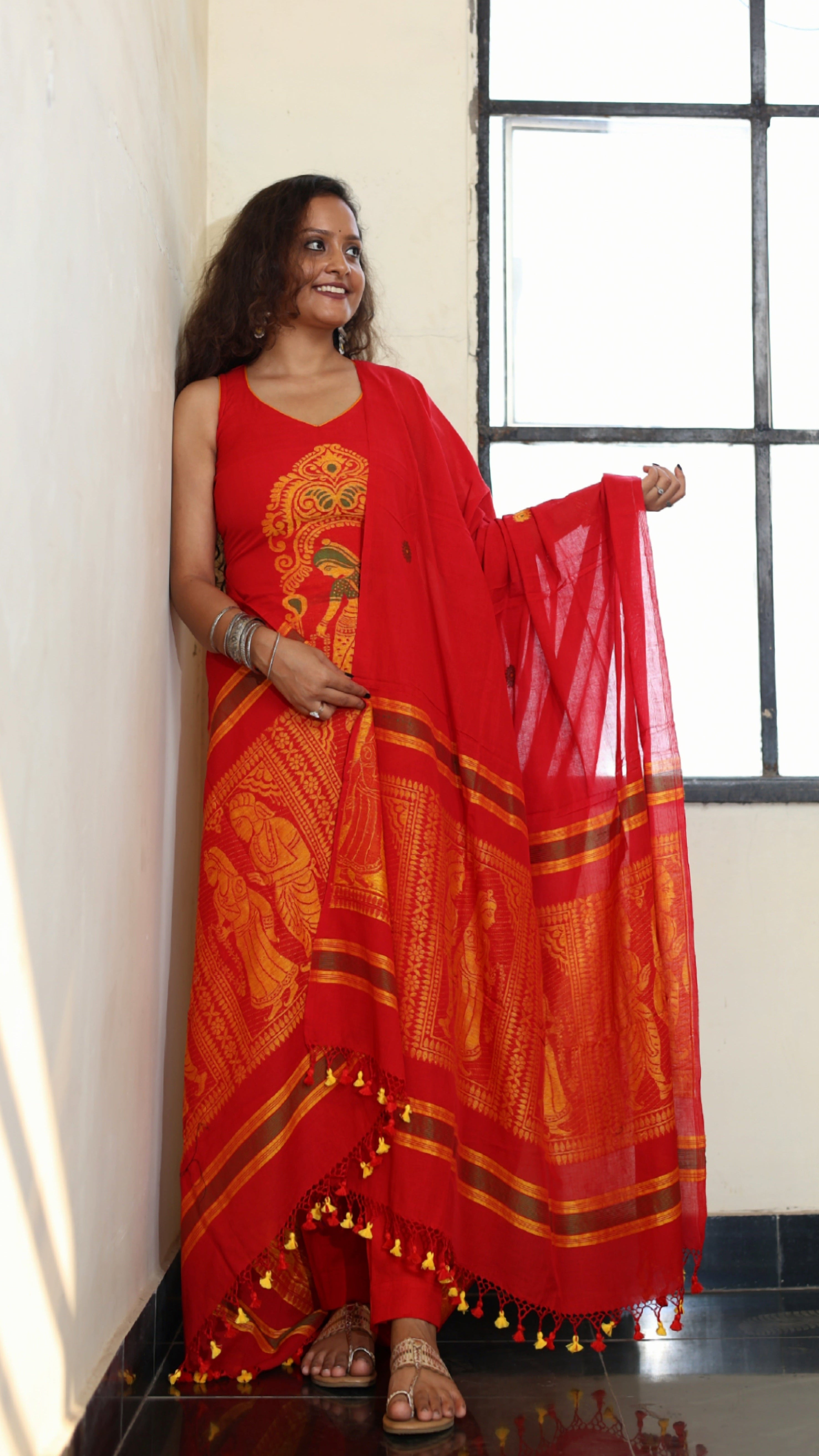 Jamdani Baluchari Suit Set