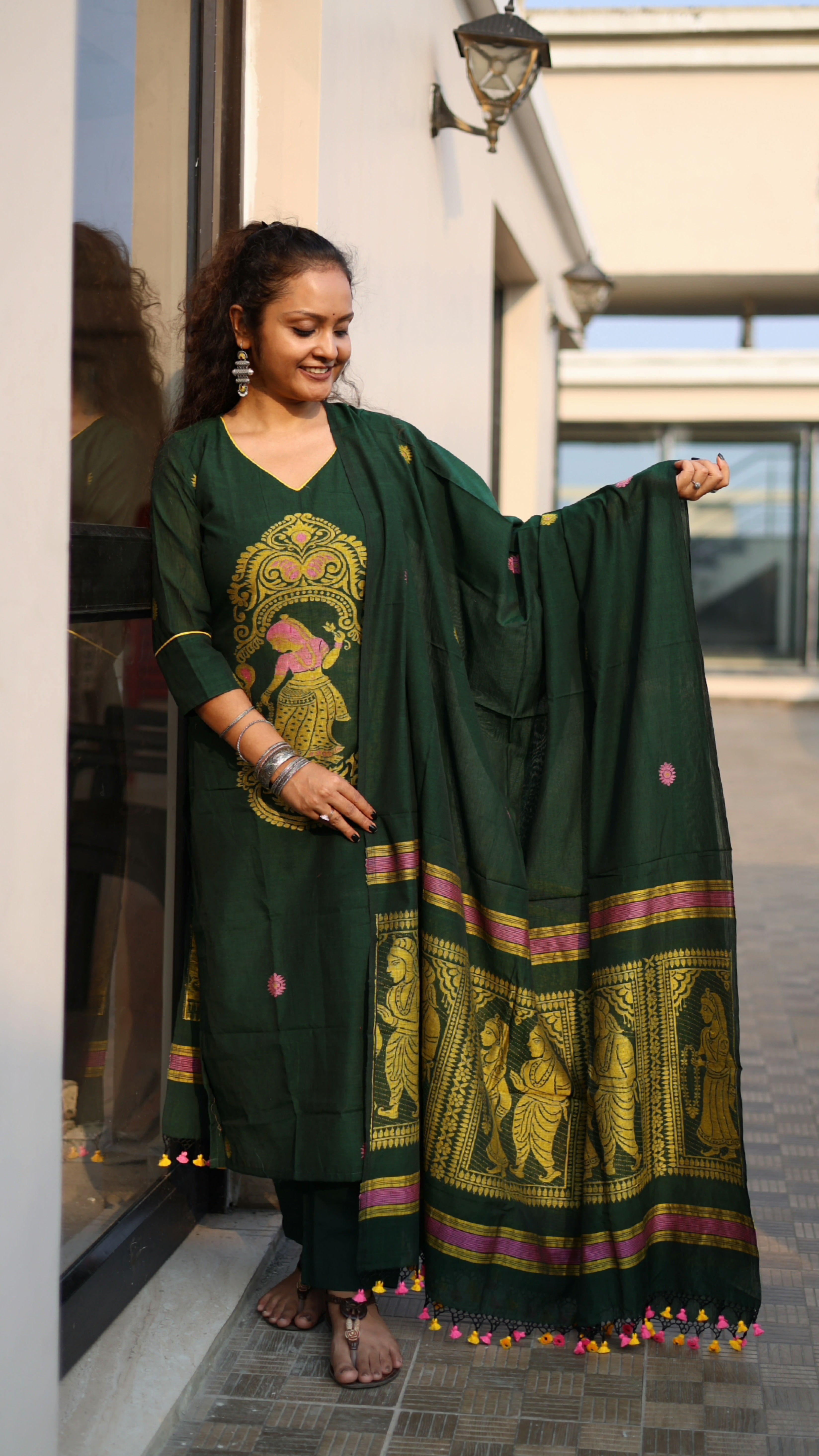 Jamdani Baluchari Suit Set