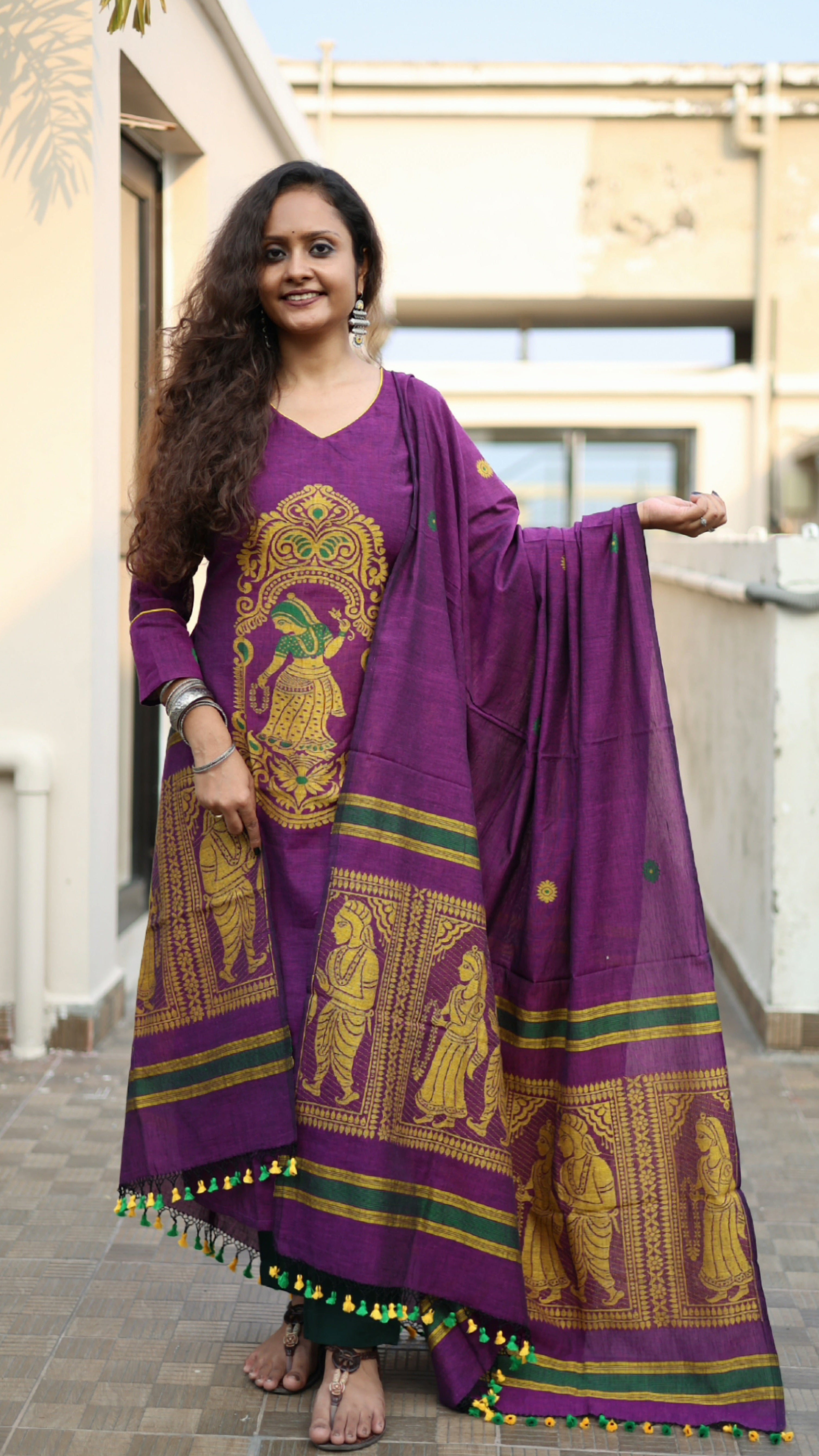 Jamdani Baluchari Suit Set