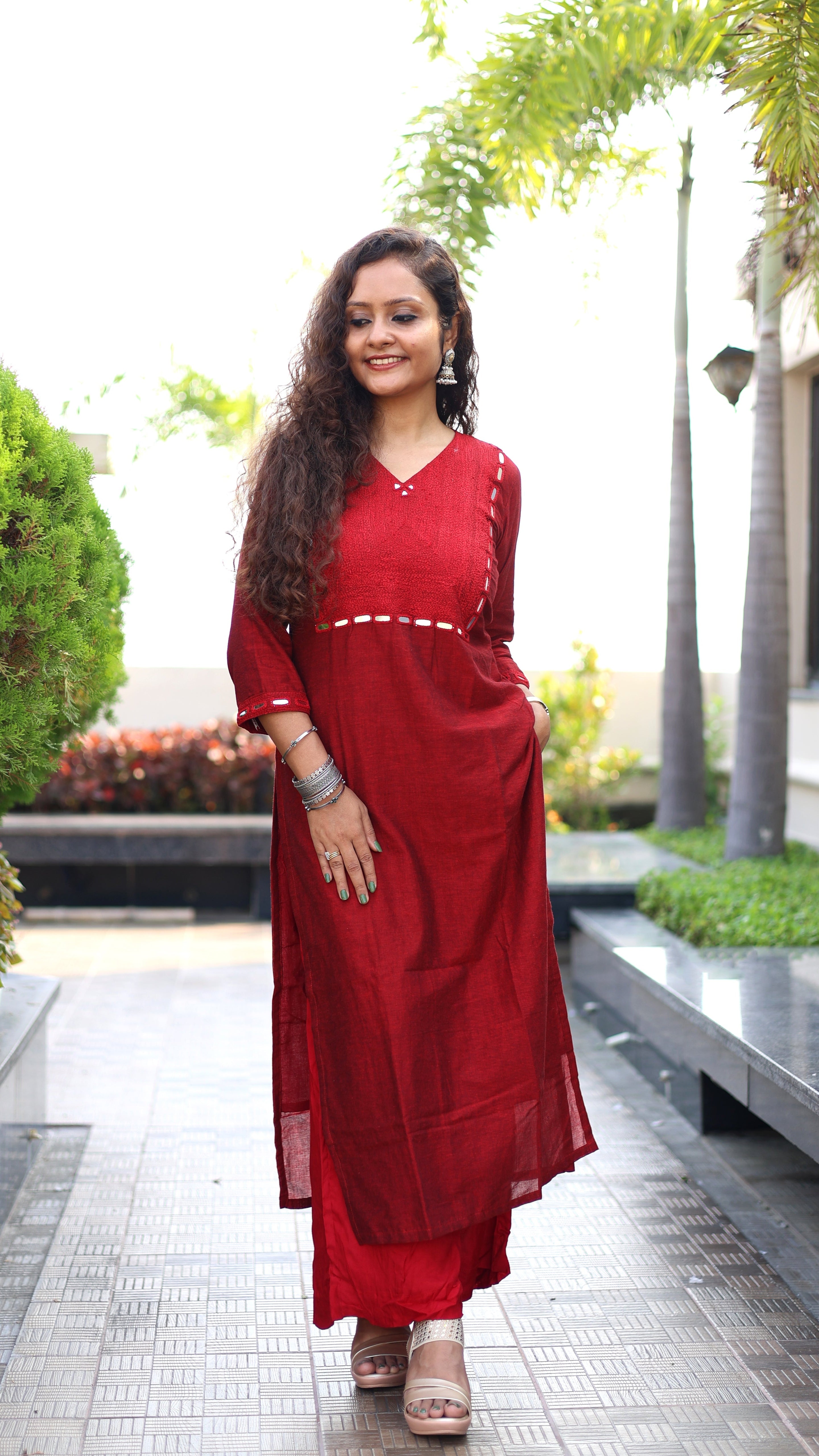 Niraa Handloom Kurta - Maroon