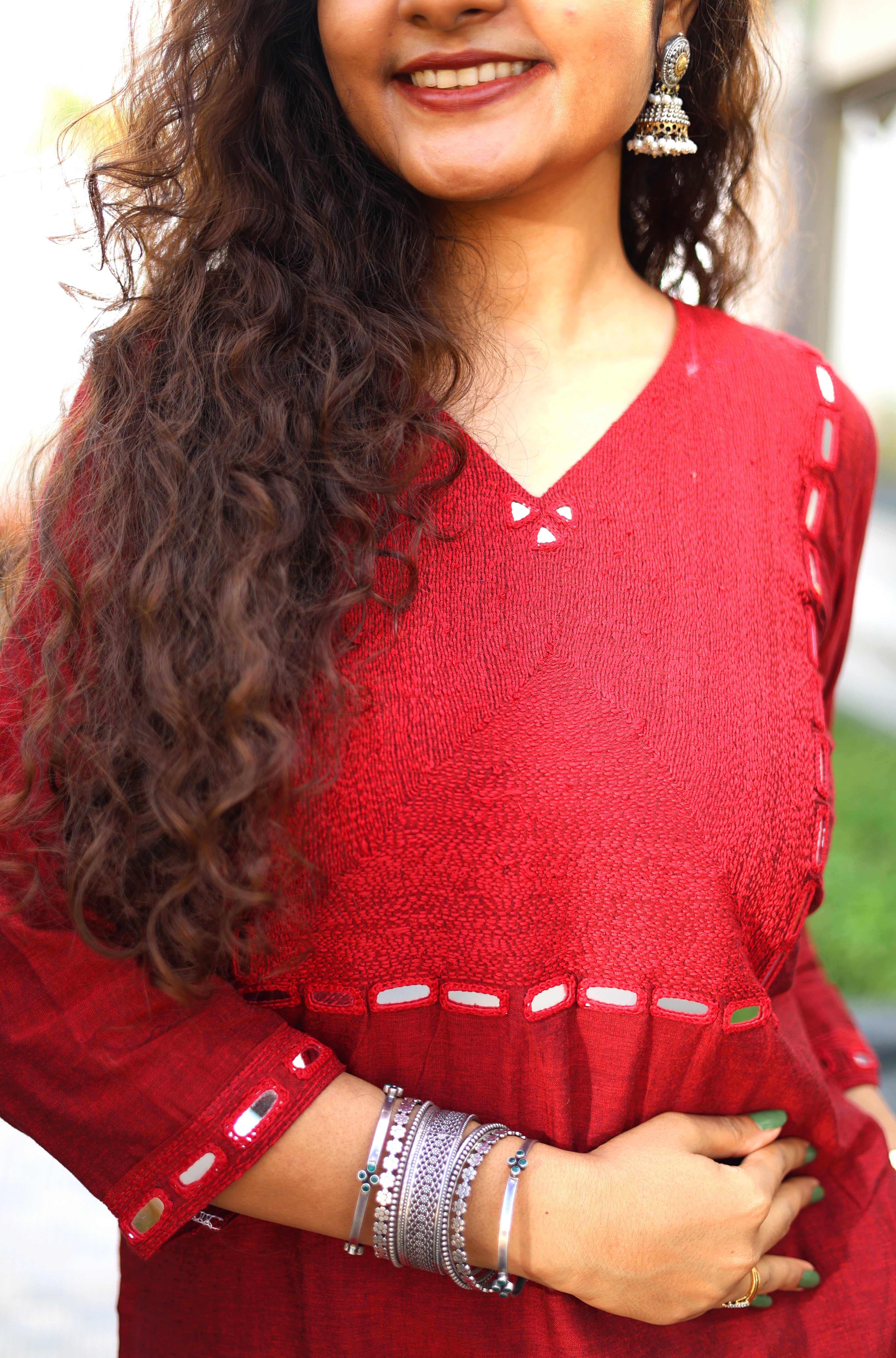 Niraa Handloom Kurta - Maroon
