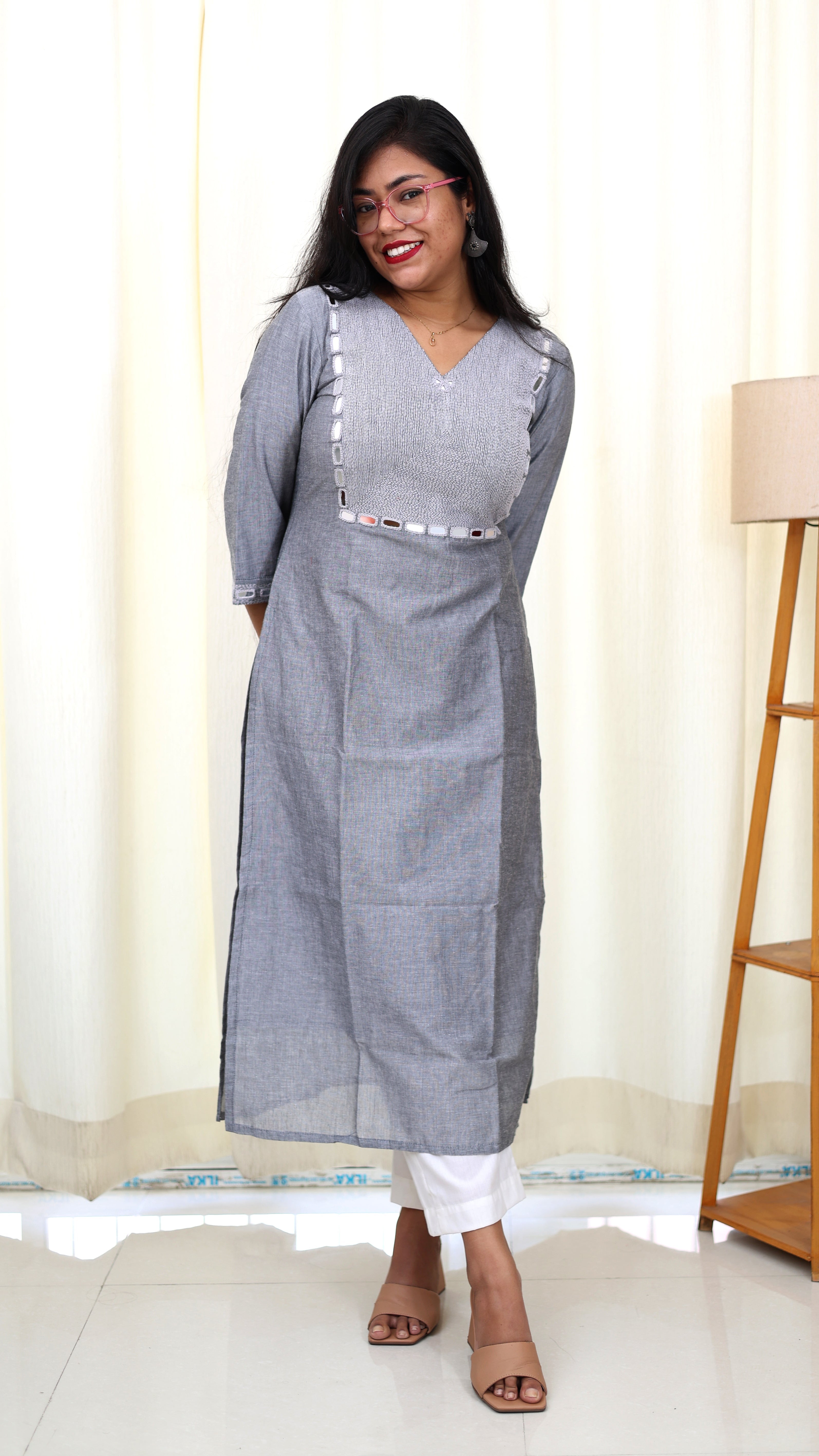 Niraa Handloom Kurta - Grey