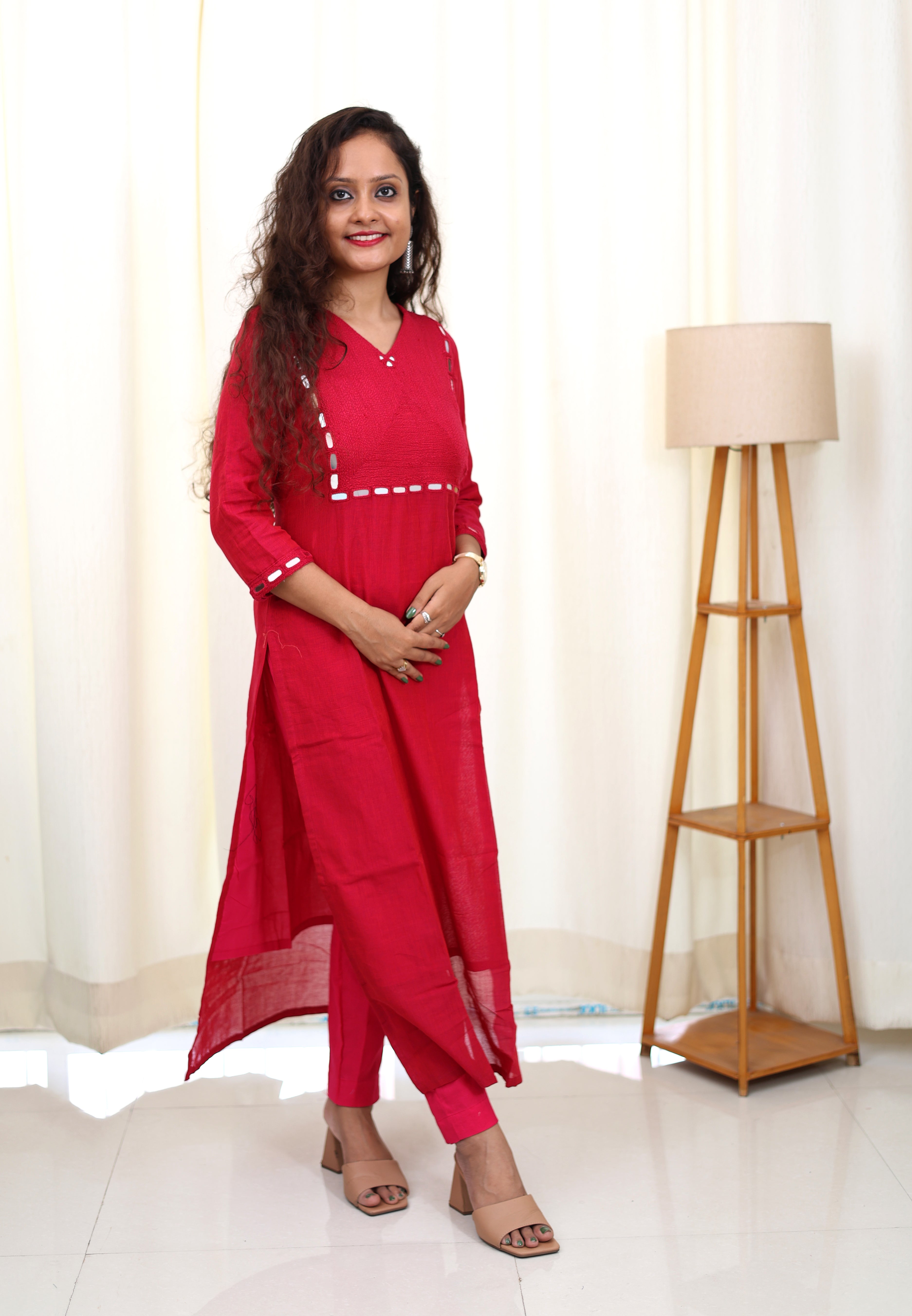 Niraa Handloom Kurta - Rani