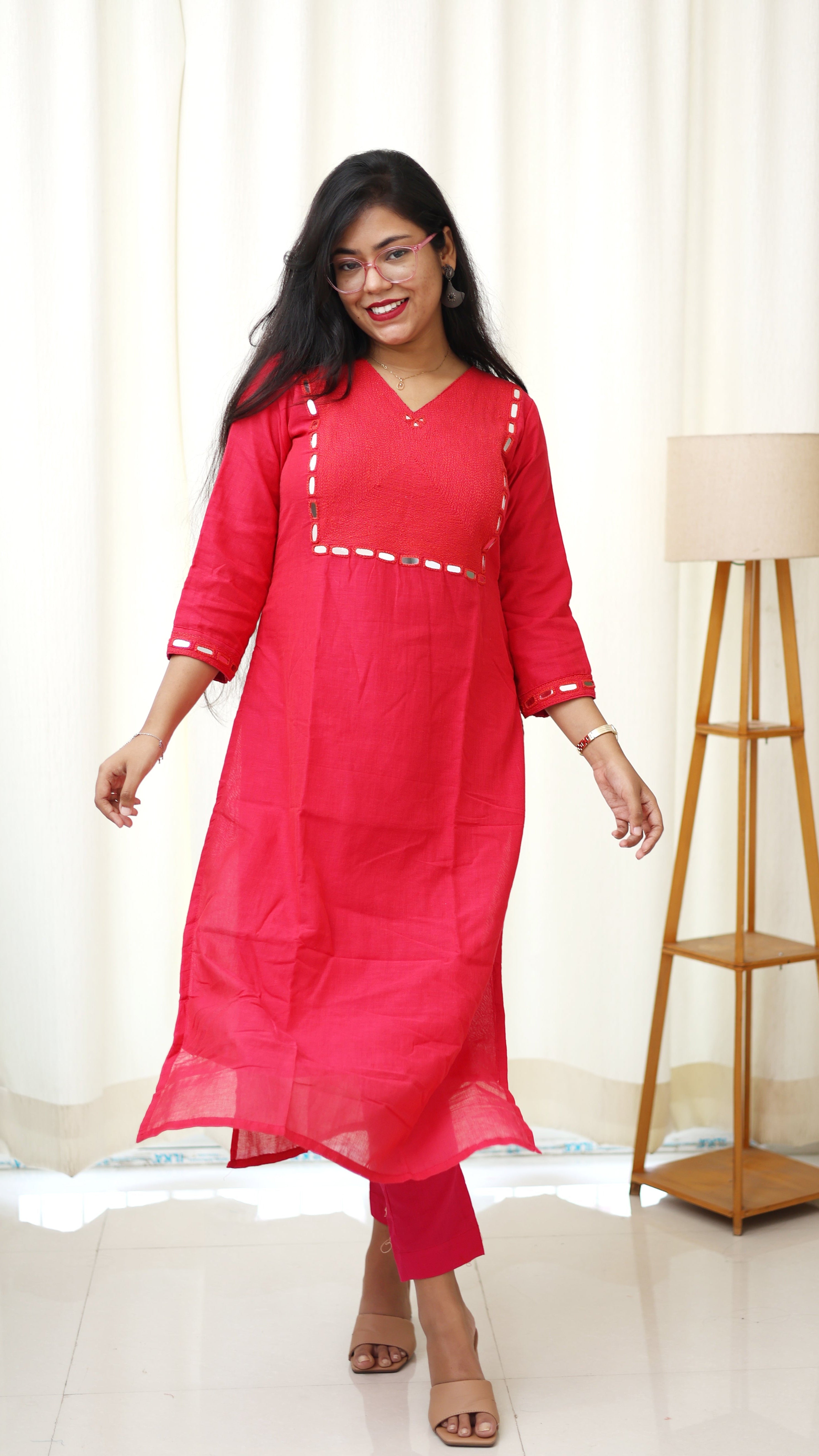 Niraa Handloom Kurta - Rose