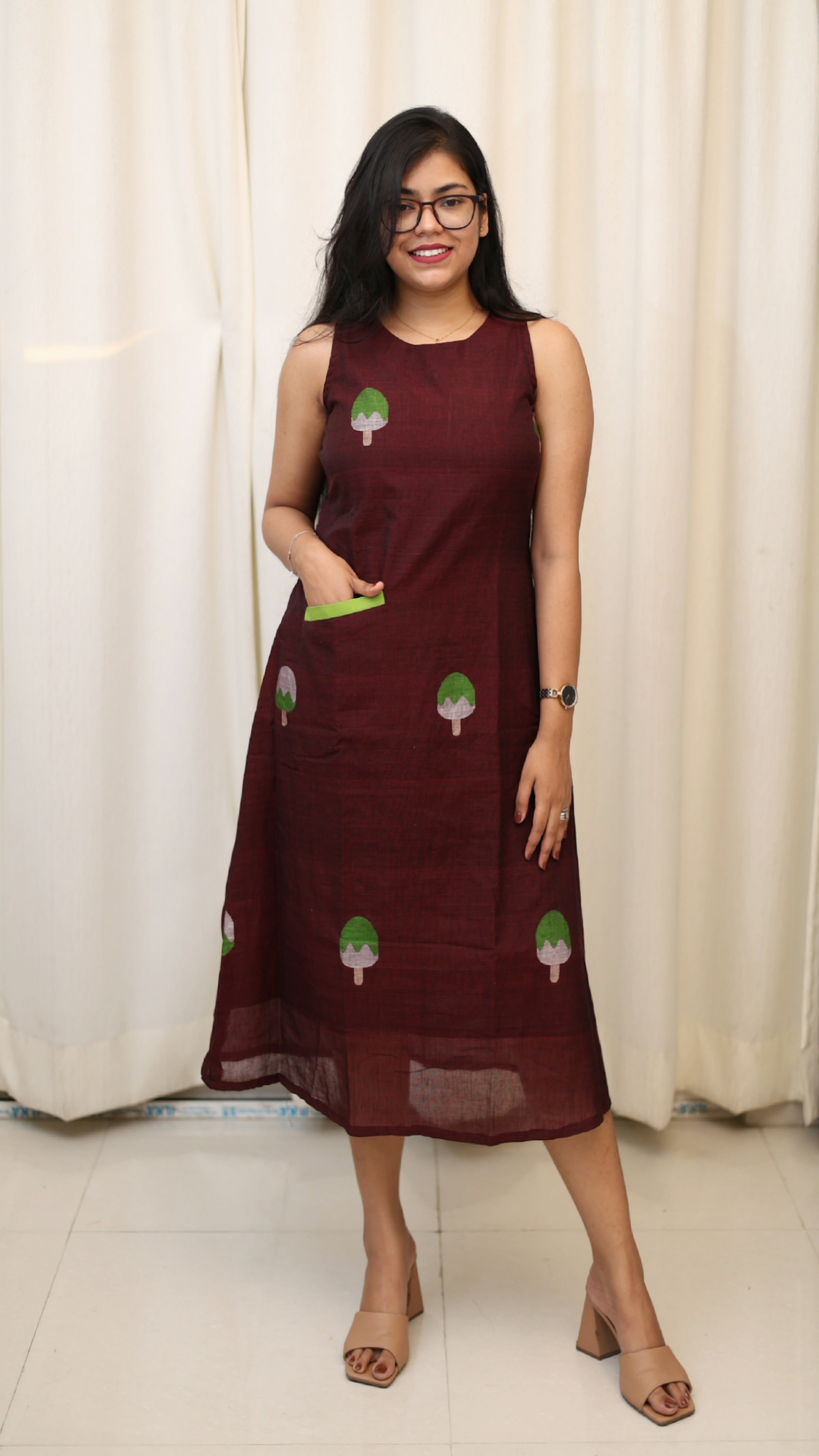 Ice-cream Handloom Jamdani Dress