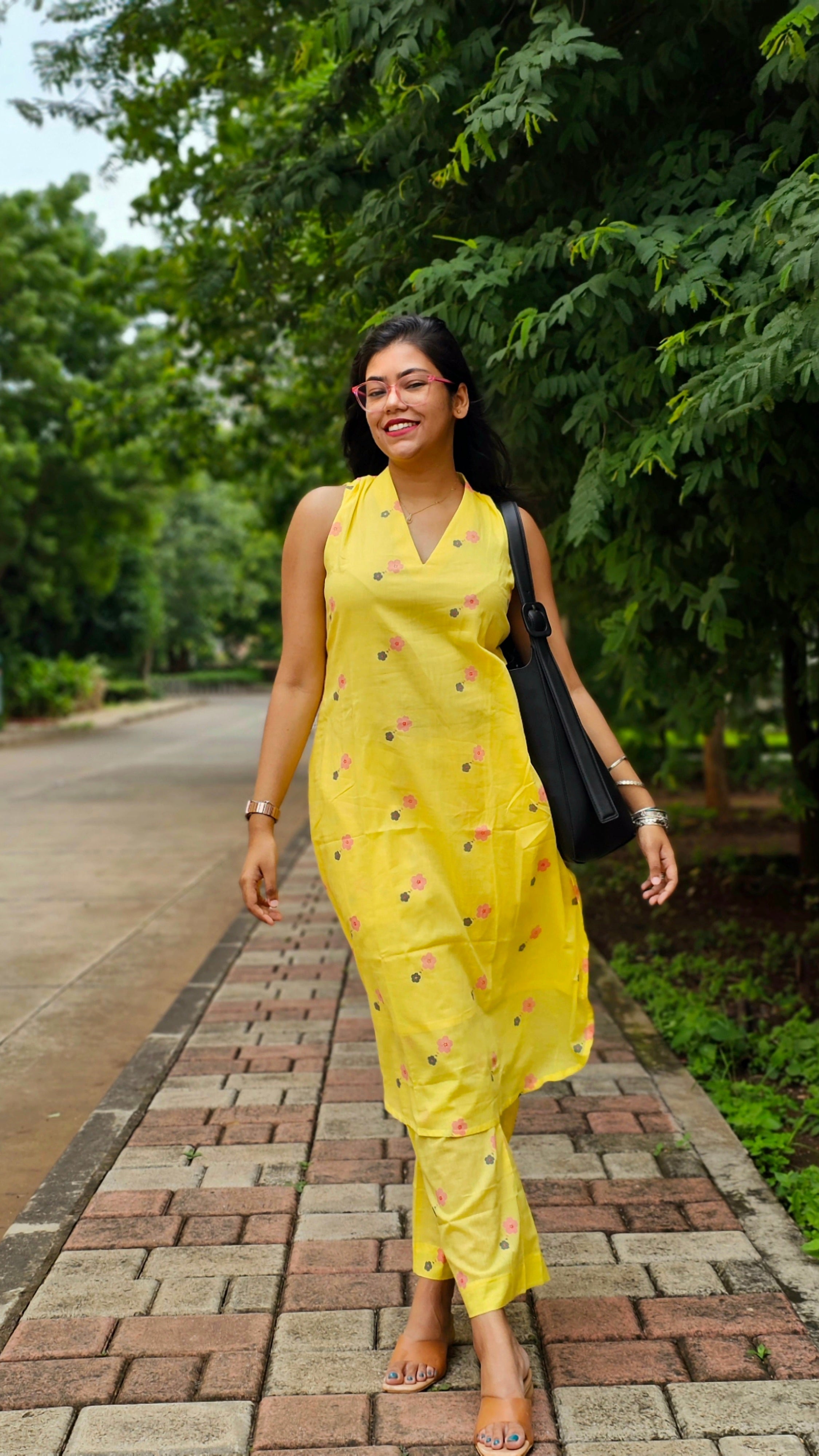 Wild Bloom Yellow Kurta Pant Set