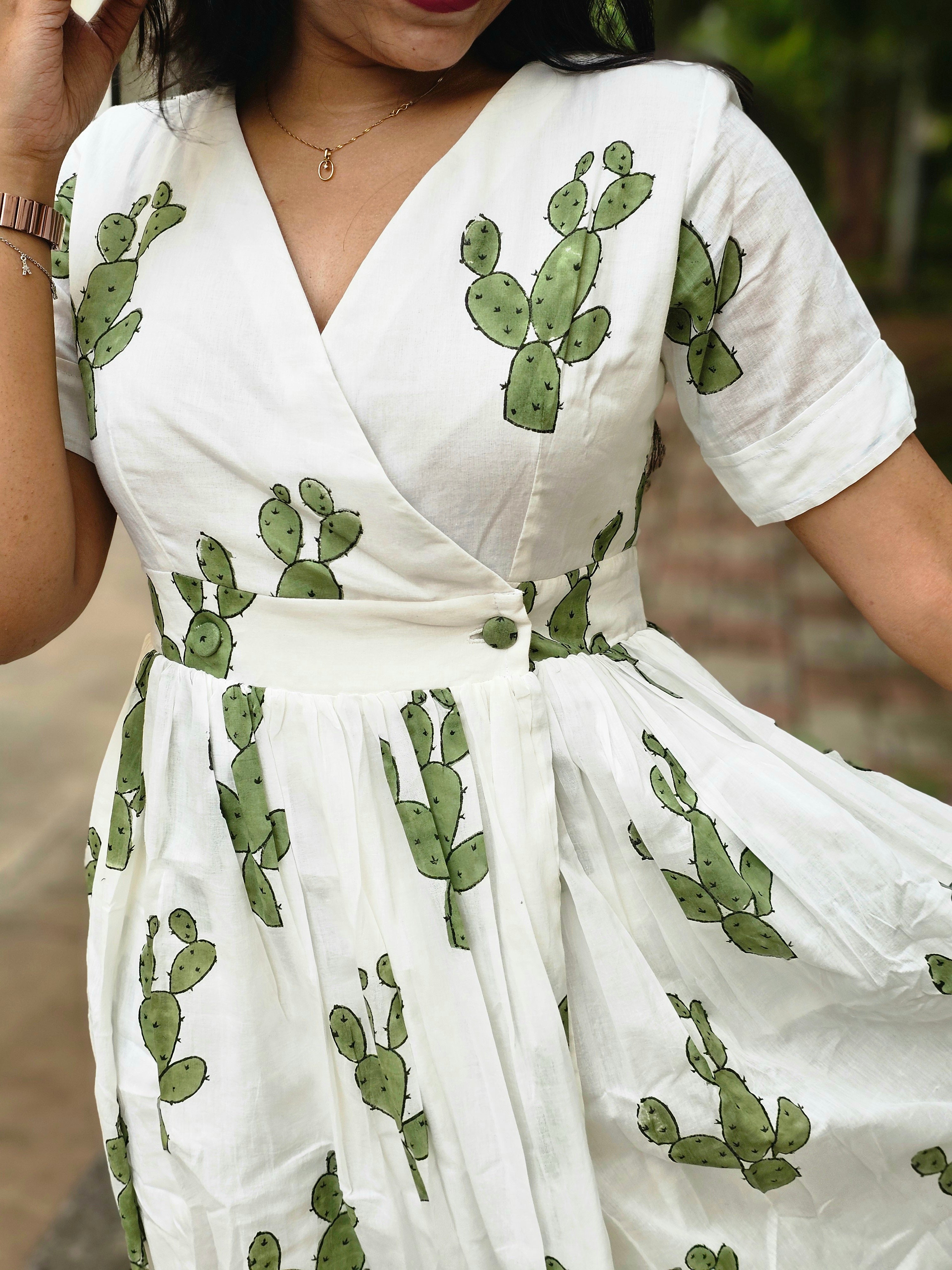 Wild Bloom Wrap Dress- Cactus