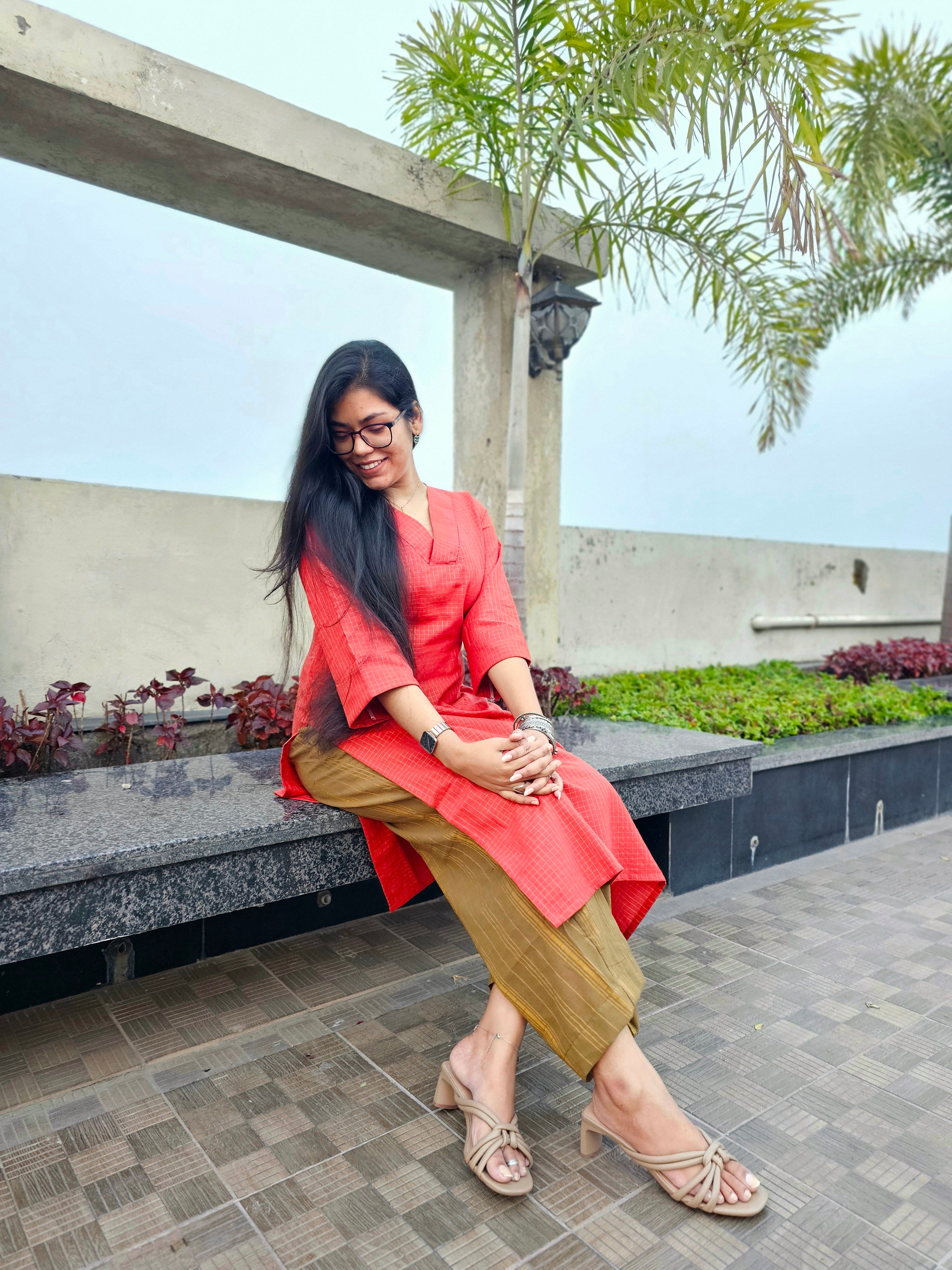 NAVYA - Rust Orange, Mehendi Green