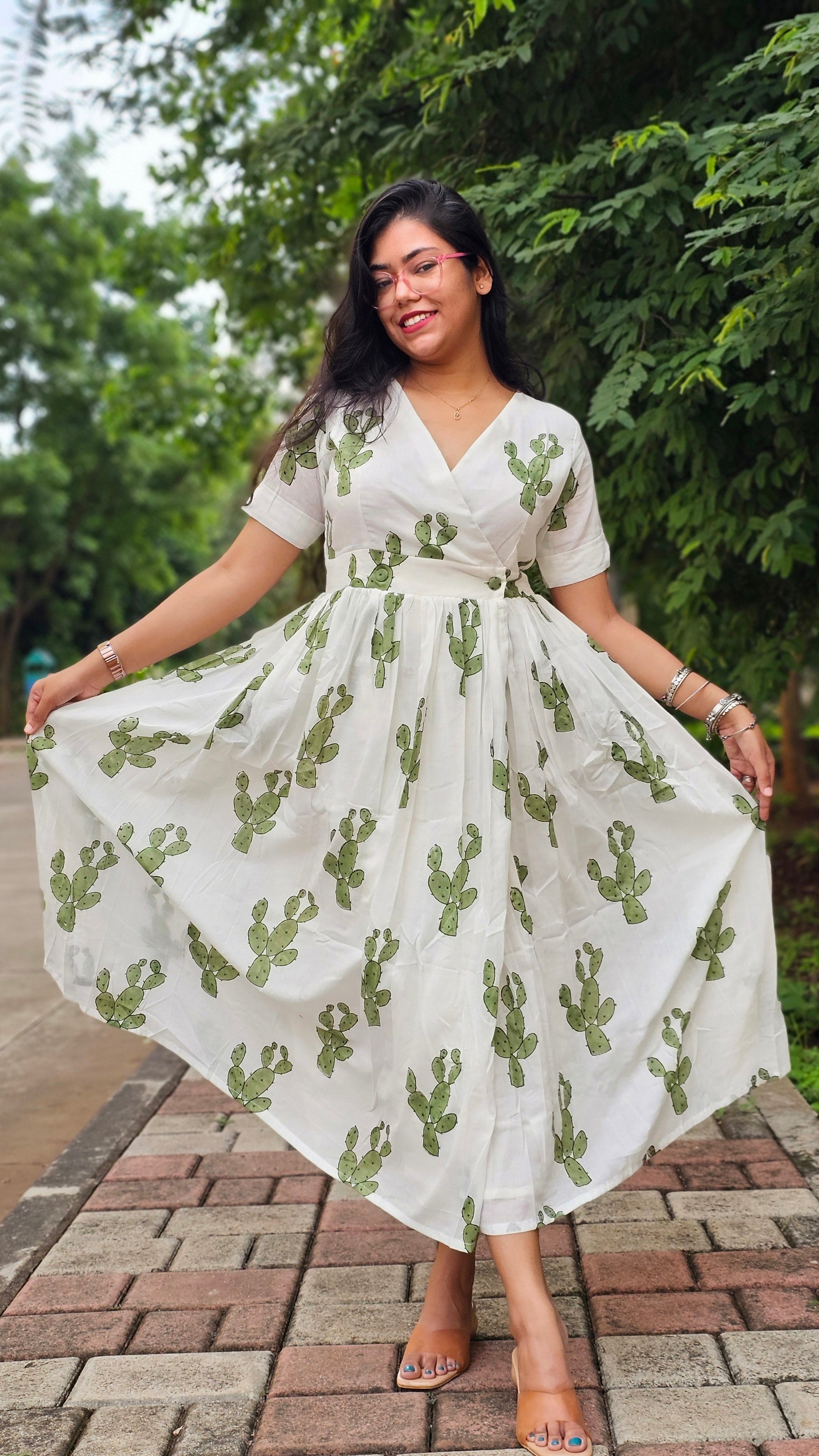Wild Bloom Wrap Dress- Cactus