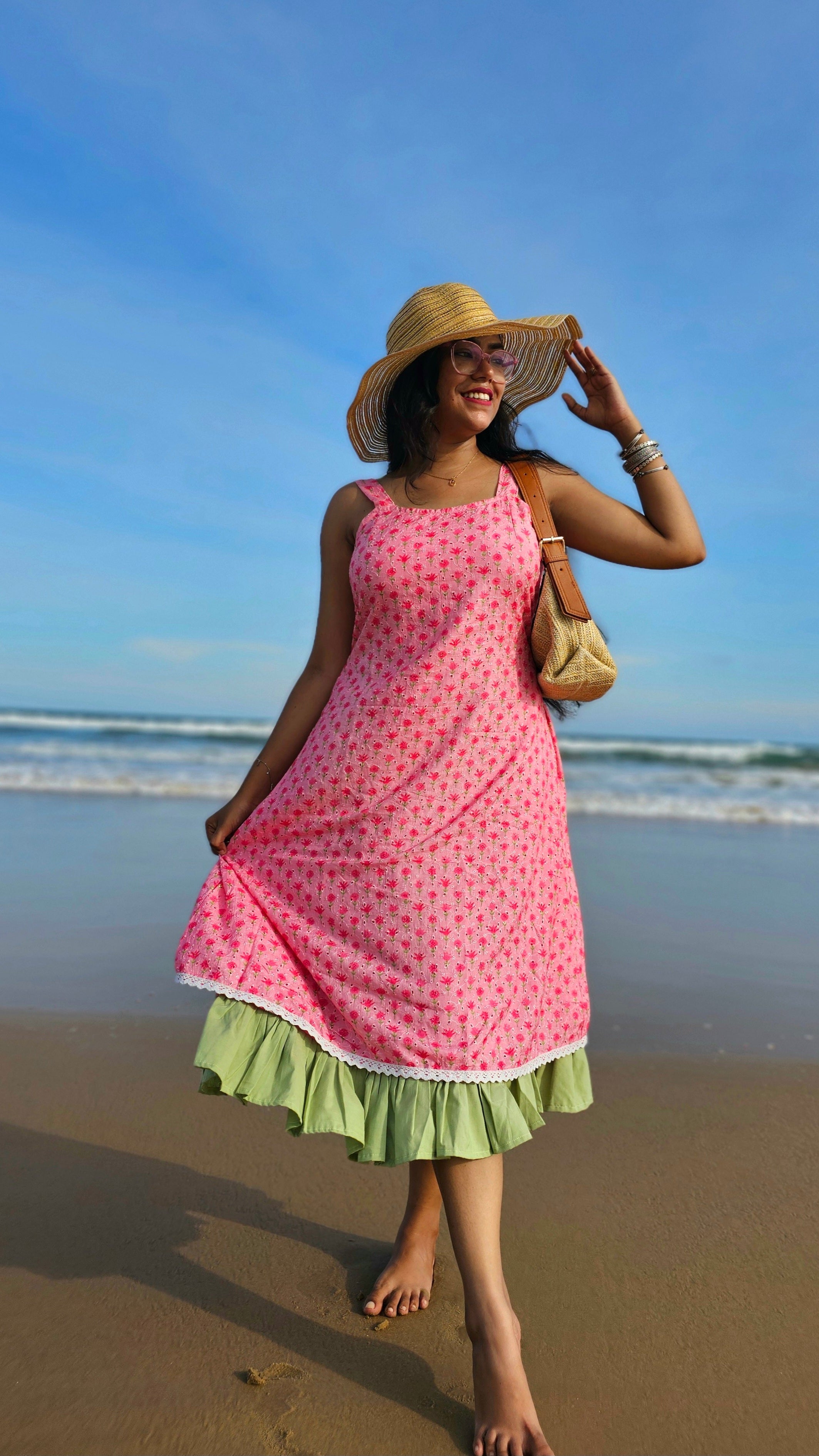 Malai Chanderi Schiffli Dress