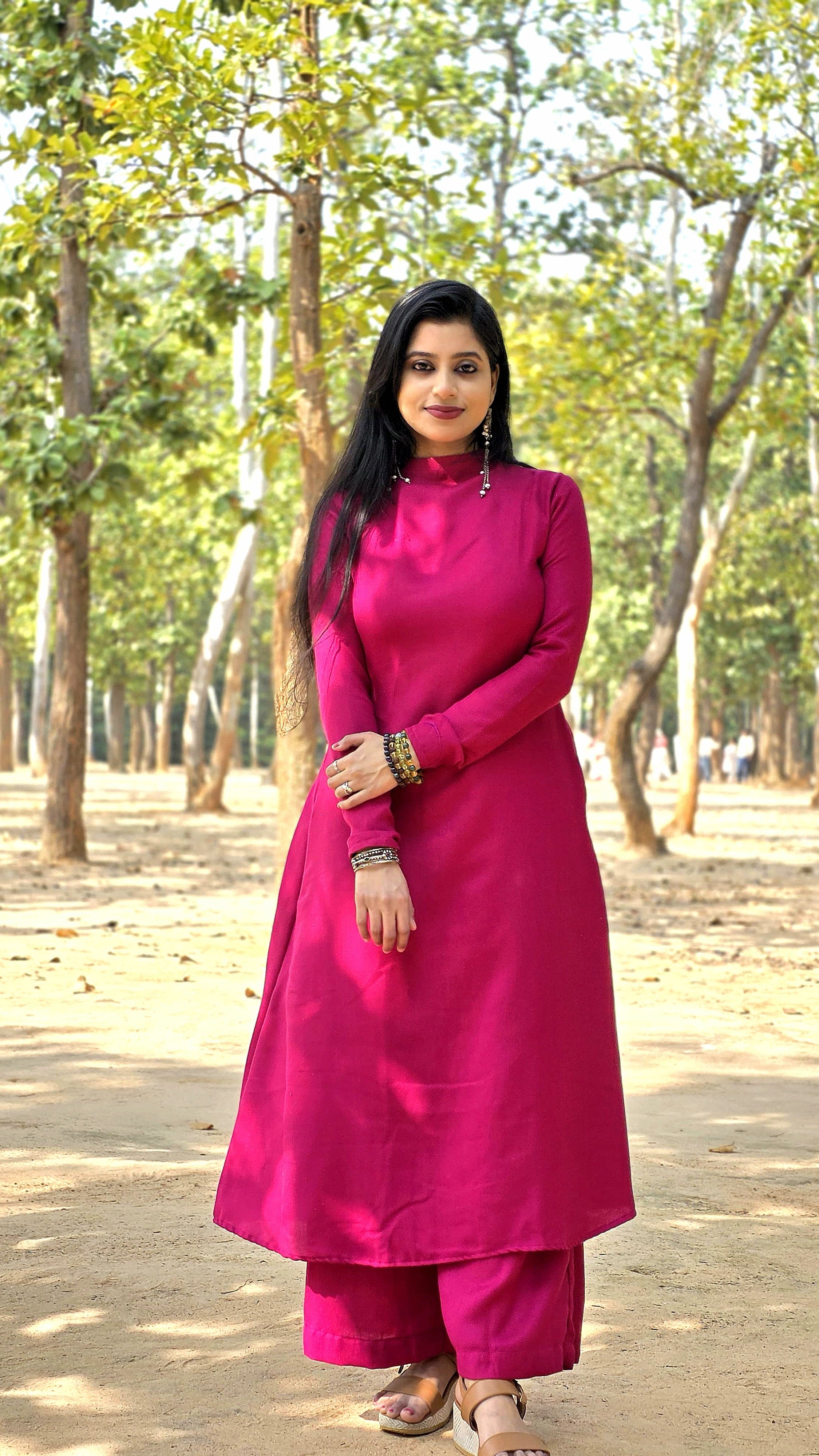 PASHMINA KURTA PANT SET (ROSE PINK)